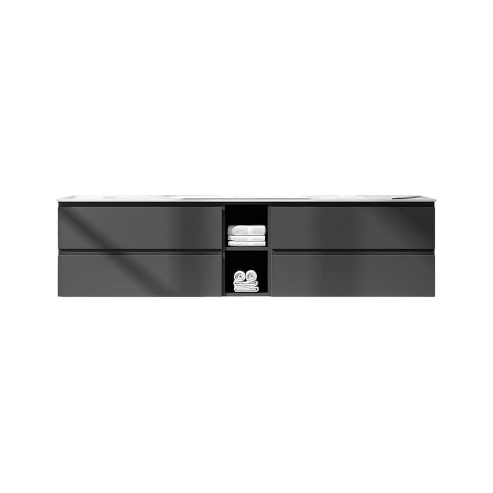 Imane 72’’ - Suspended Vanity 4 Drawers Dark Gray Imane 72’’ - Suspended Vanity 4 Drawers Dark Gray