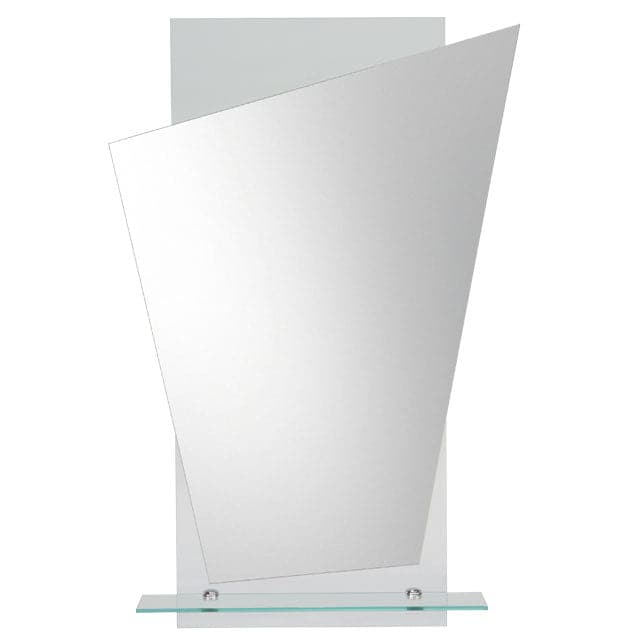 Melanie Angled Mirror on Square Glass with Bottom Shelf Melanie Angled Mirror on Square Glass with Bottom Shelf