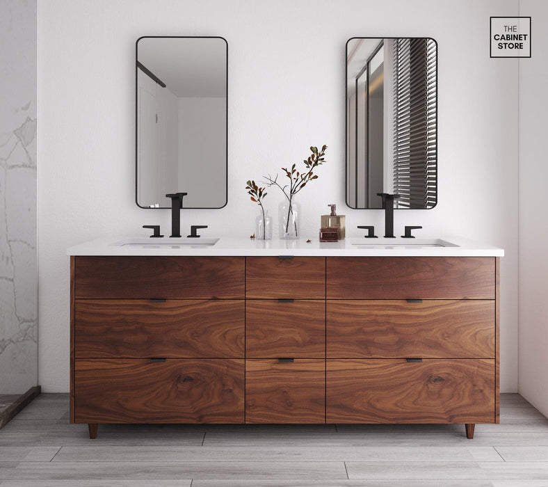 Broadview 72", Black Walnut Vanity, Double Sink Broadview 72", Black Walnut Vanity, Double Sink