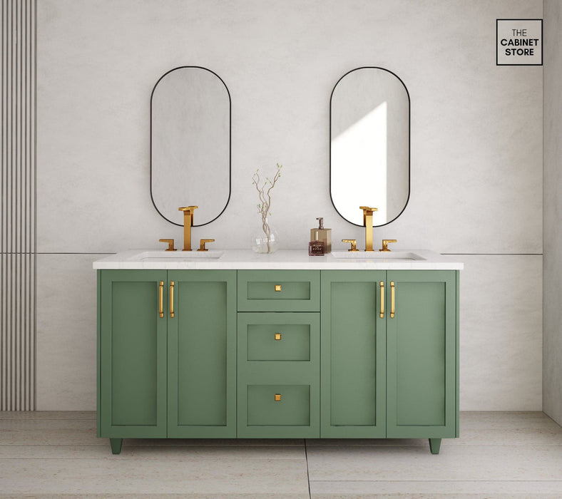 Kingsway 60", Sage Green Vanity, Double Sink Kingsway 60", Sage Green Vanity, Double Sink