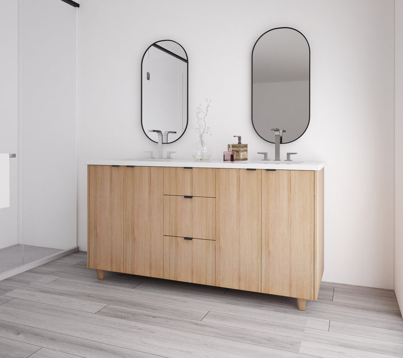Weston 60", White Oak Vanity, Double Sink
