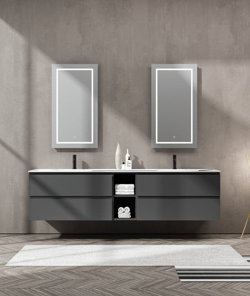 Imane 72’’ - Suspended Vanity 4 Drawers Dark Gray