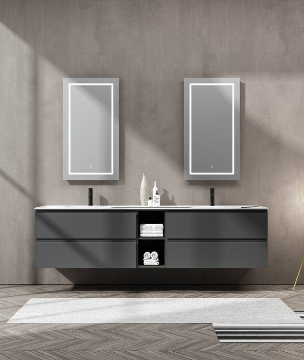 Imane 72’’ - Suspended Vanity 4 Drawers Dark Gray
