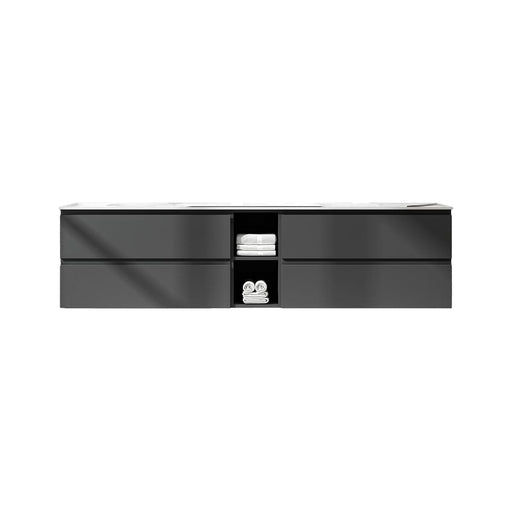 Imane 72’’ - Suspended Vanity 4 Drawers Dark Gray