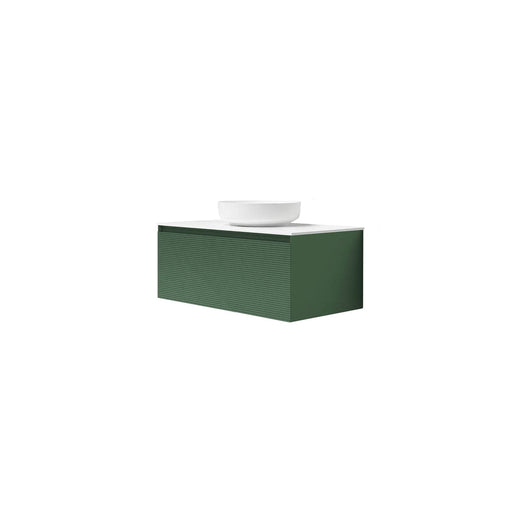 Imelda 36’’ - Suspended Vanity Small Green Wood Slats