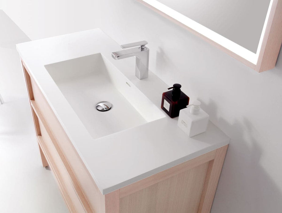 Irene 48’’ - Vanity on Legs 2 Drawers "Shaker" Bleached Oak
