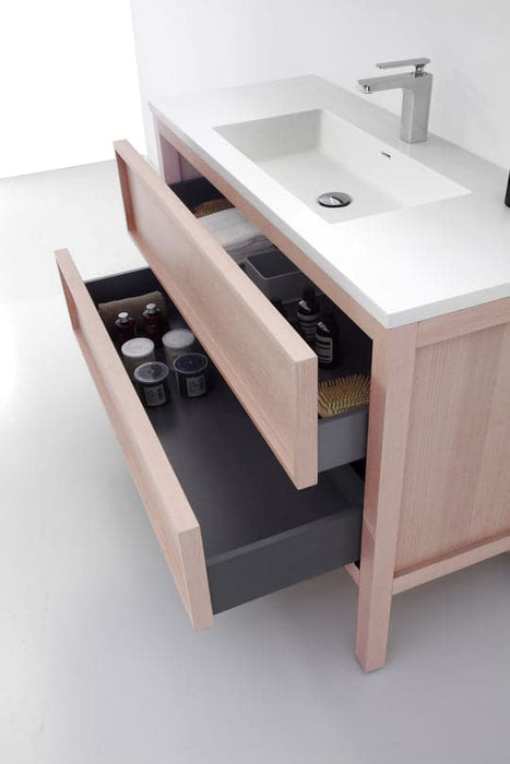 Irene 48’’ - Vanity on Legs 2 Drawers "Shaker" Bleached Oak