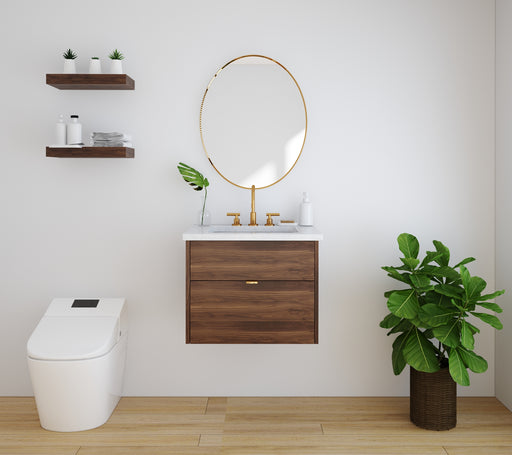 Broadview 24" Slim Wall Mount Black Walnut Vanity