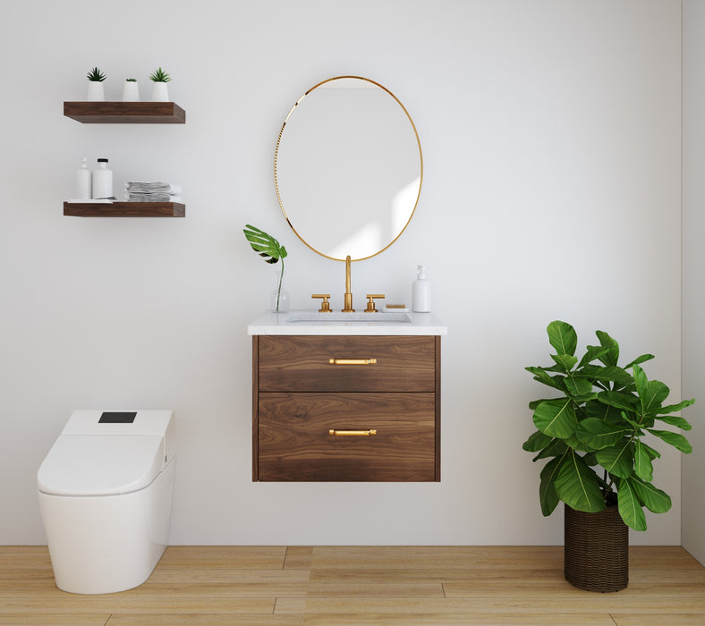 Broadview 24" Slim Wall Mount Black Walnut Vanity