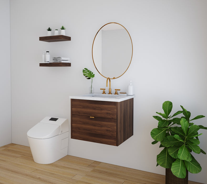Broadview 24" Slim Wall Mount Black Walnut Vanity