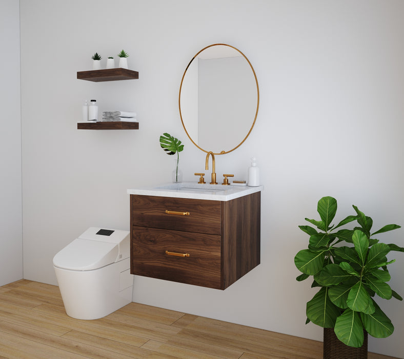 Broadview 24" Slim Wall Mount Black Walnut Vanity