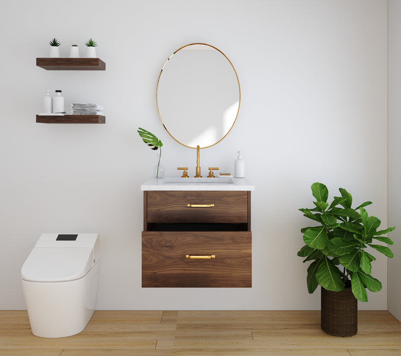 Broadview 24" Slim Wall Mount Black Walnut Vanity