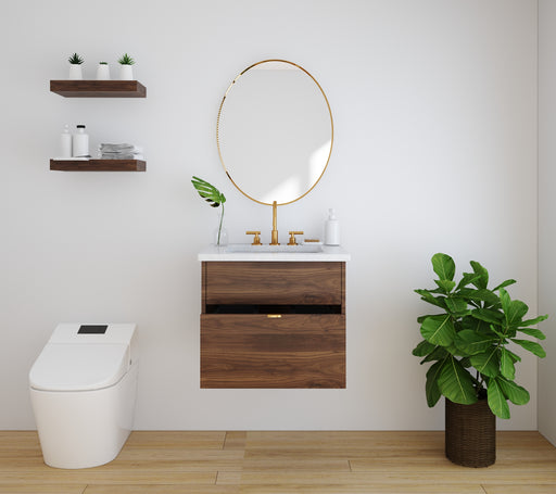 Broadview 24" Slim Wall Mount Black Walnut Vanity