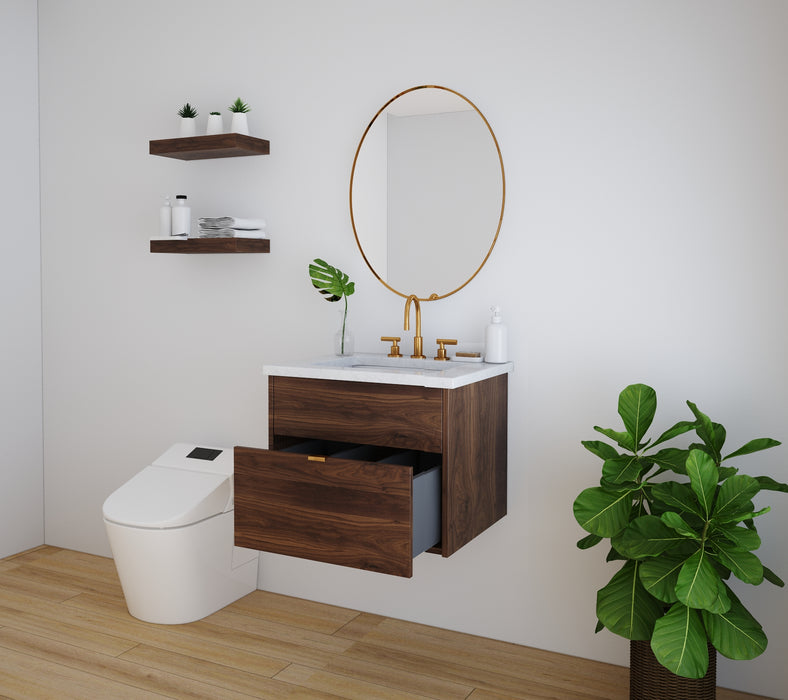 Broadview 24" Slim Wall Mount Black Walnut Vanity