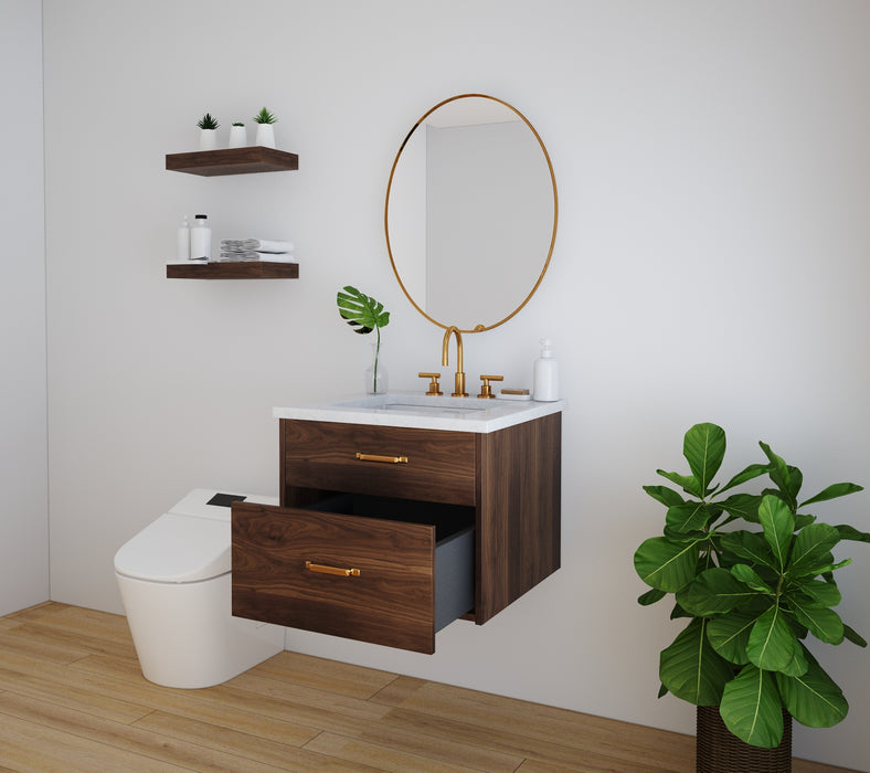 Broadview 24" Slim Wall Mount Black Walnut Vanity