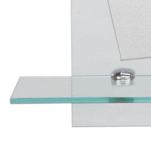 Melanie Angled Mirror on Square Glass with Bottom Shelf