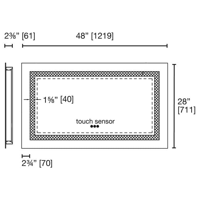 Insert Perimeter LED Lighting with Anti-fog - 48" x 28"