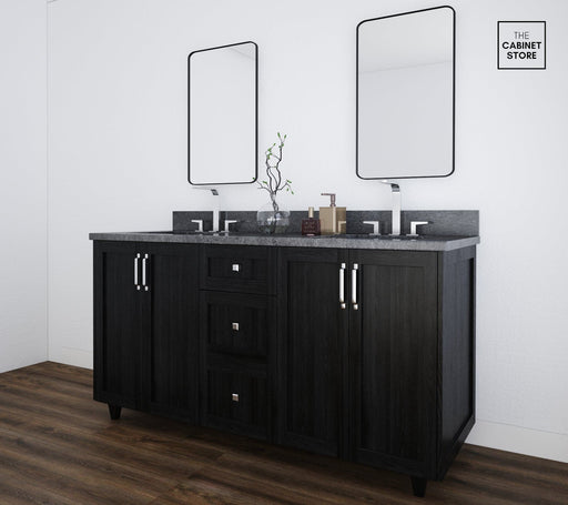 Riverdale 60", Blackened Oak Vanity, Double Sink