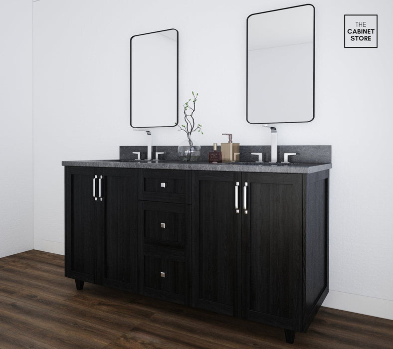 Riverdale 60", Blackened Oak Vanity, Double Sink