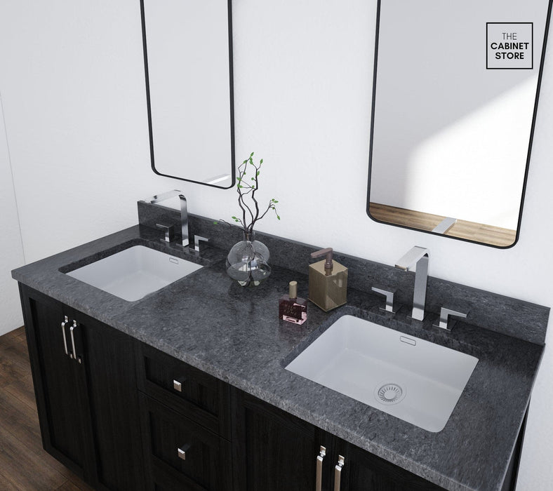 Riverdale 60", Blackened Oak Vanity, Double Sink