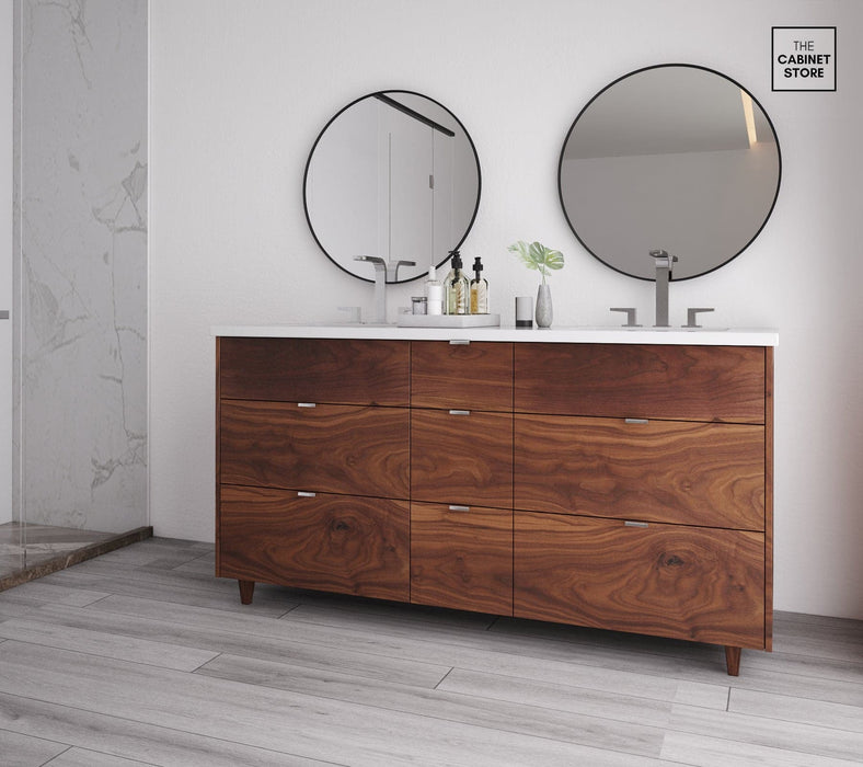 Broadview 60", Black Walnut Vanity, Double Sink