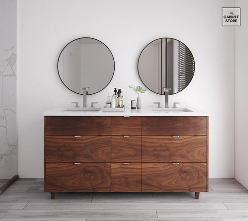 Broadview 60", Black Walnut Vanity, Double Sink