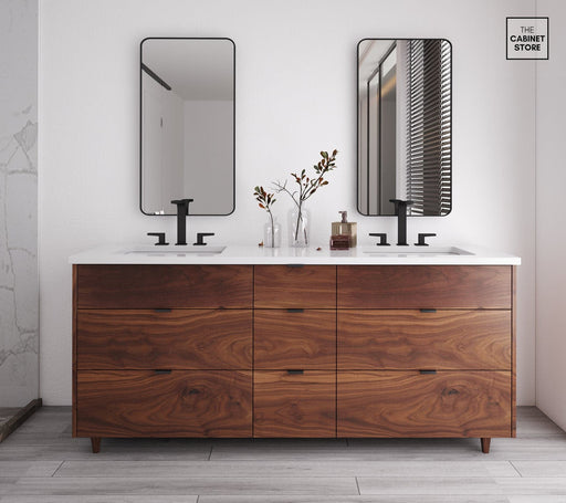 Broadview 72", Black Walnut Vanity, Double Sink