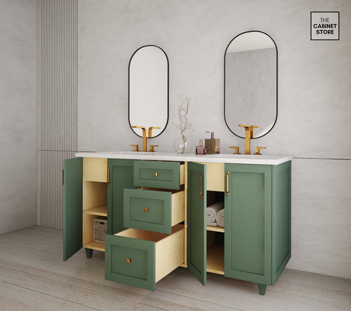 Kingsway 60", Sage Green Vanity, Double Sink