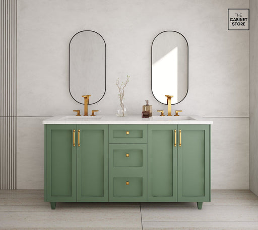 Kingsway 60", Sage Green Vanity, Double Sink