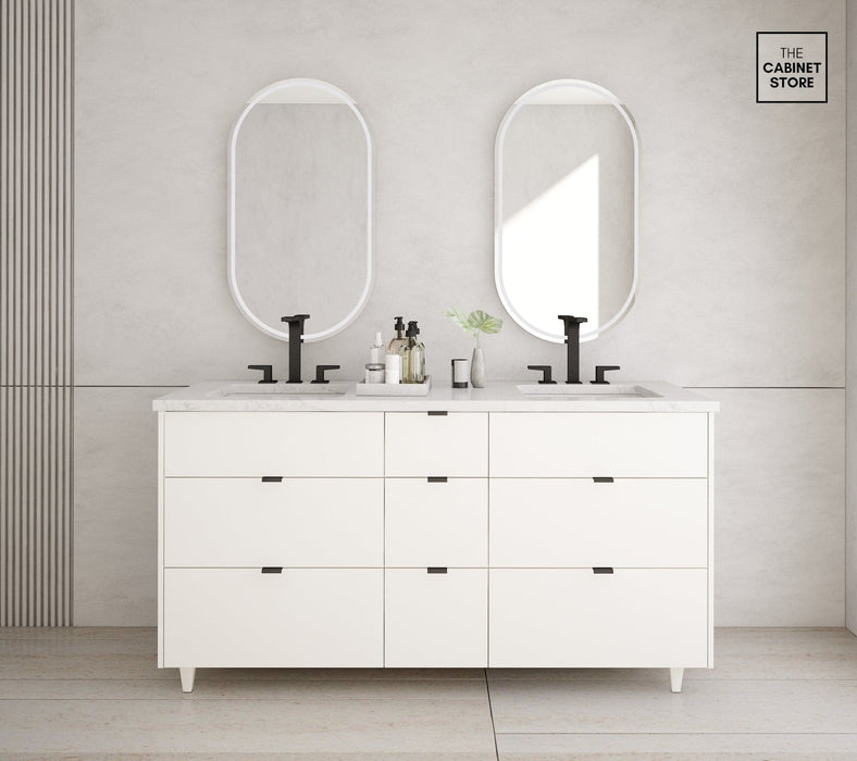 Liberty 60", High-Gloss White Vanity, Double Sink
