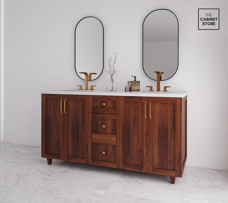 Parkdale 60", Walnut Vanity, Double Sink