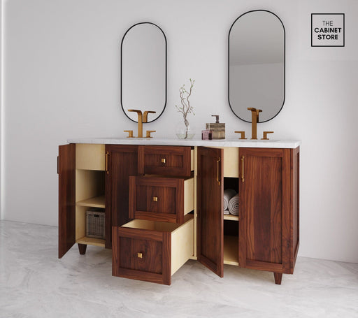 Parkdale 60", Walnut Vanity, Double Sink