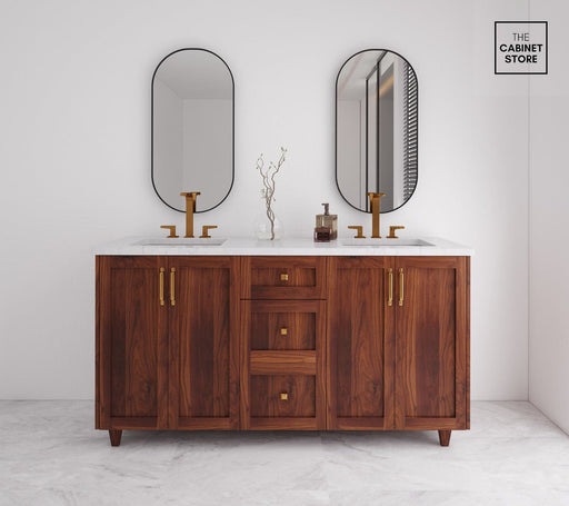 Parkdale 60", Walnut Vanity, Double Sink