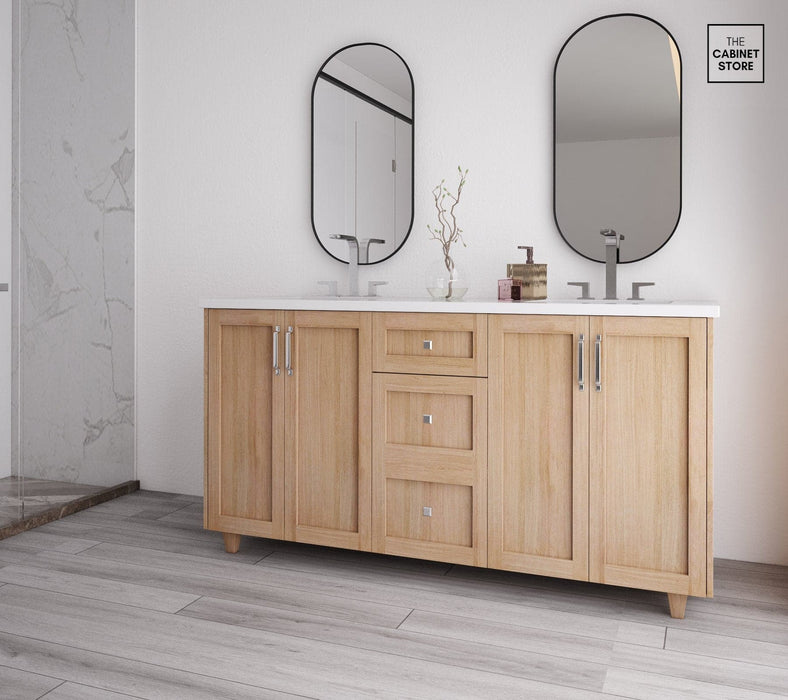 Regent 60", White Oak Vanity, Double Sink