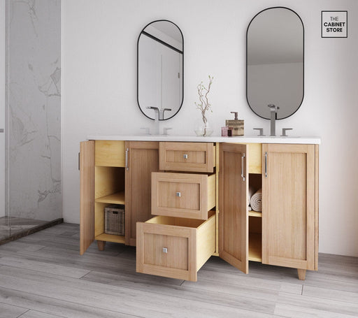 Regent 60", White Oak Vanity, Double Sink