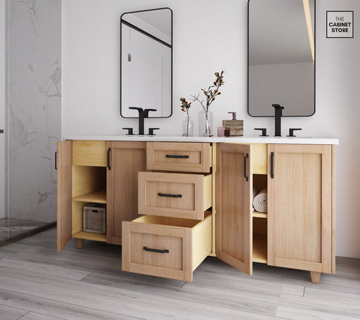 Regent 72", White Oak Vanity, Double Sink